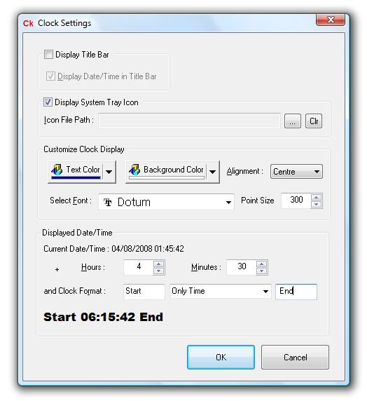 Configurable Desktop Clock Settings to Display Configurable Text around Clock Display