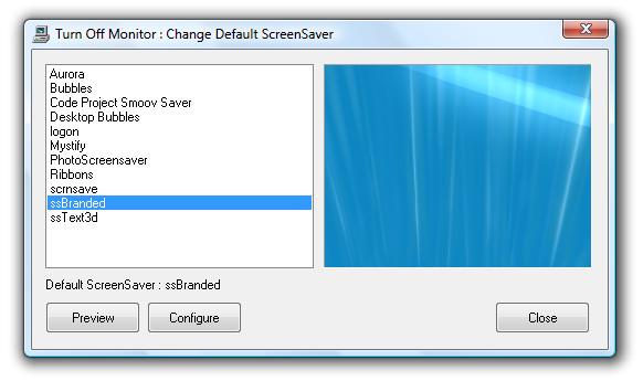 Change ScreenSaver using Turn Off Monitor Utility