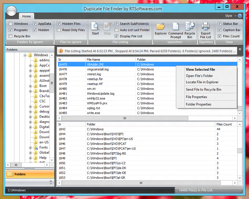 Screenshot of Duplicate File Finder Captured on a Windows 8 (64 bit) Computer