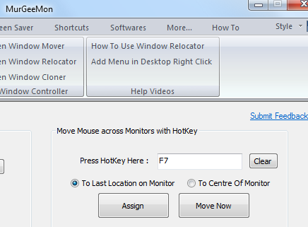 Keyboard Shortcut to Move Mouse Cursor betwen Multiple Monitors